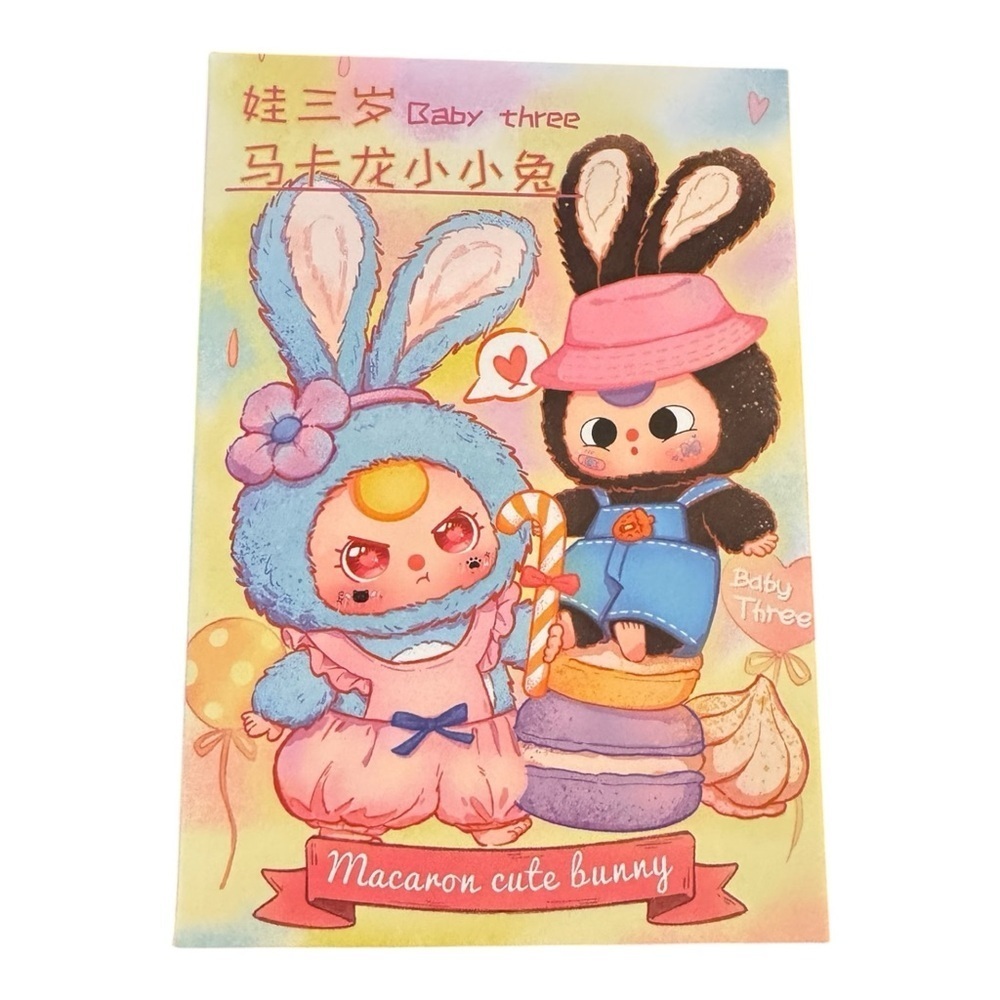 Baby Three Rabbit Macaron Cute Bunny Series Blind Box Plushie Keychain NIB